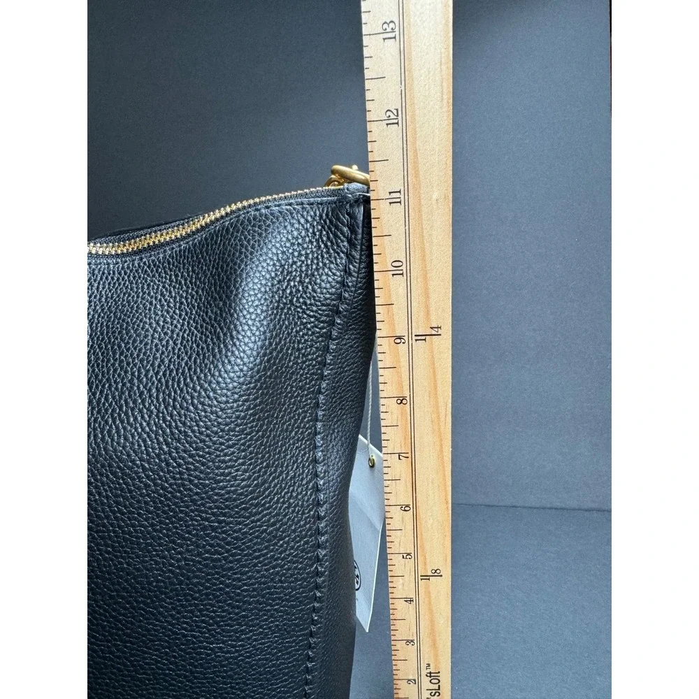 Tory Burch Carson Hobo Bag Black Pebbled Leather Gold Chain NWT 75421